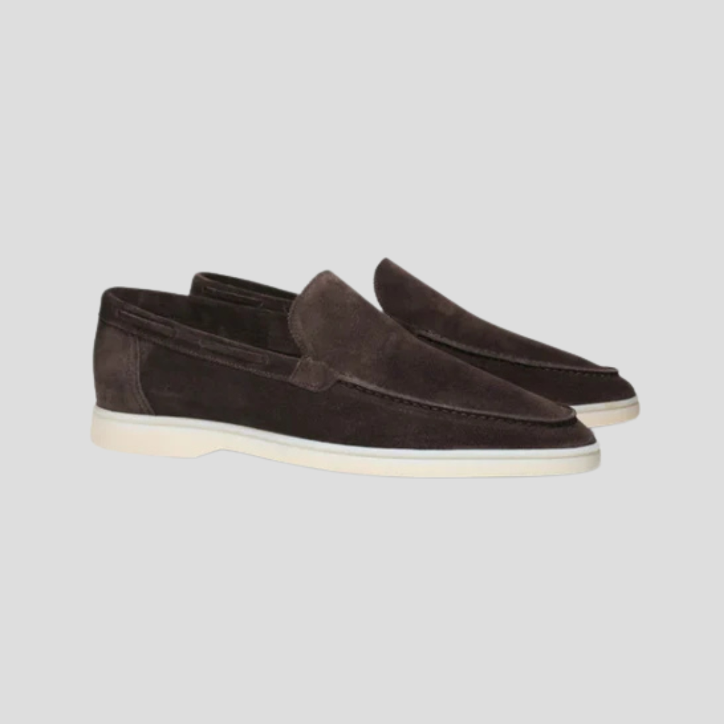 Men's Suede Loafers, Slip-On with Hidden Elastic and Low Heel