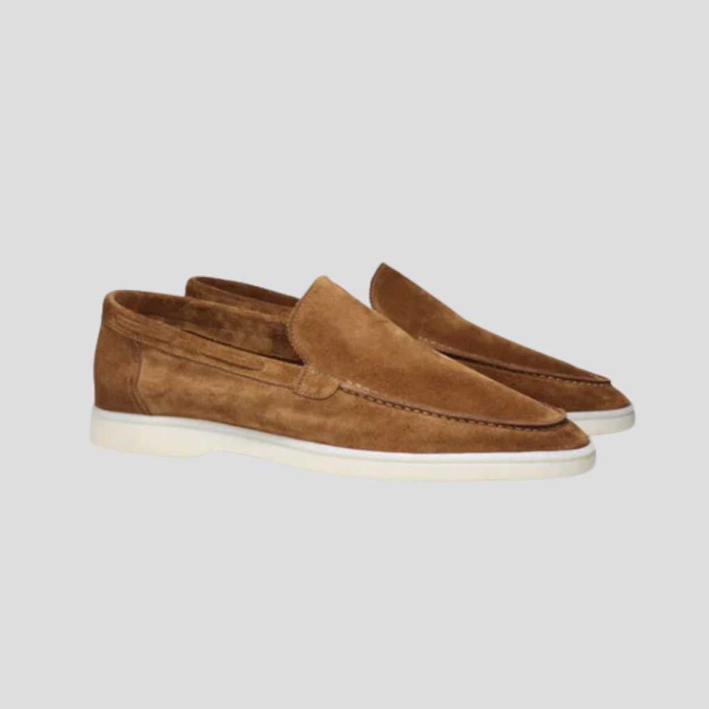 Men's Suede Loafers, Slip-On with Hidden Elastic and Low Heel