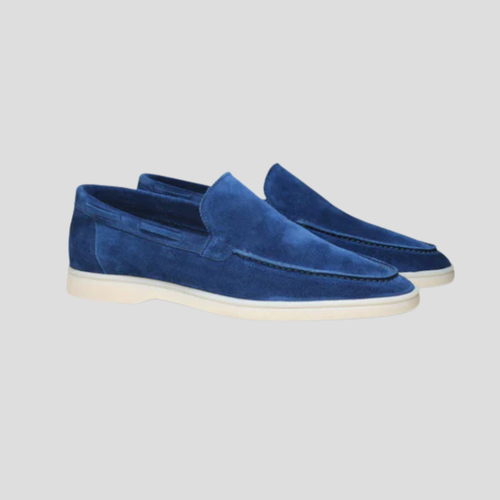 Men's Suede Loafers, Slip-On with Hidden Elastic and Low Heel
