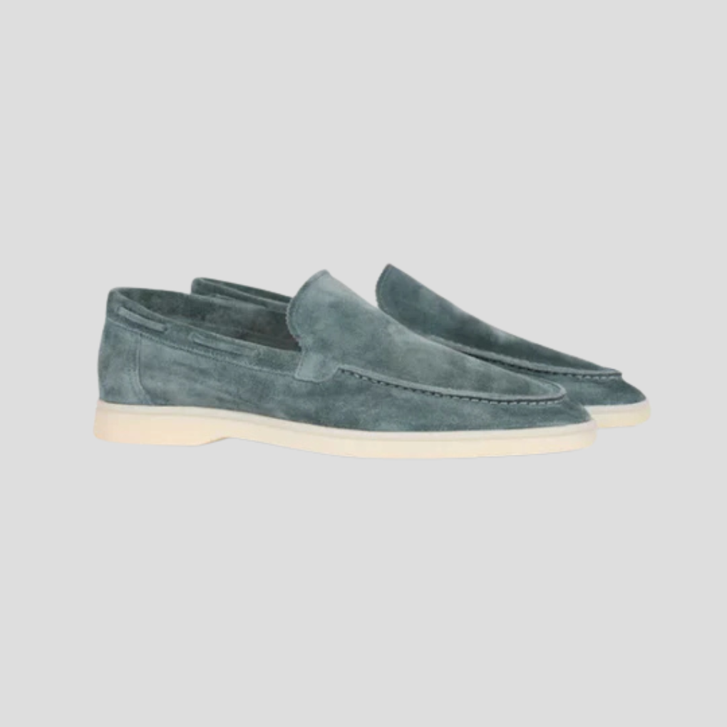 Men's Suede Loafers, Slip-On with Hidden Elastic and Low Heel