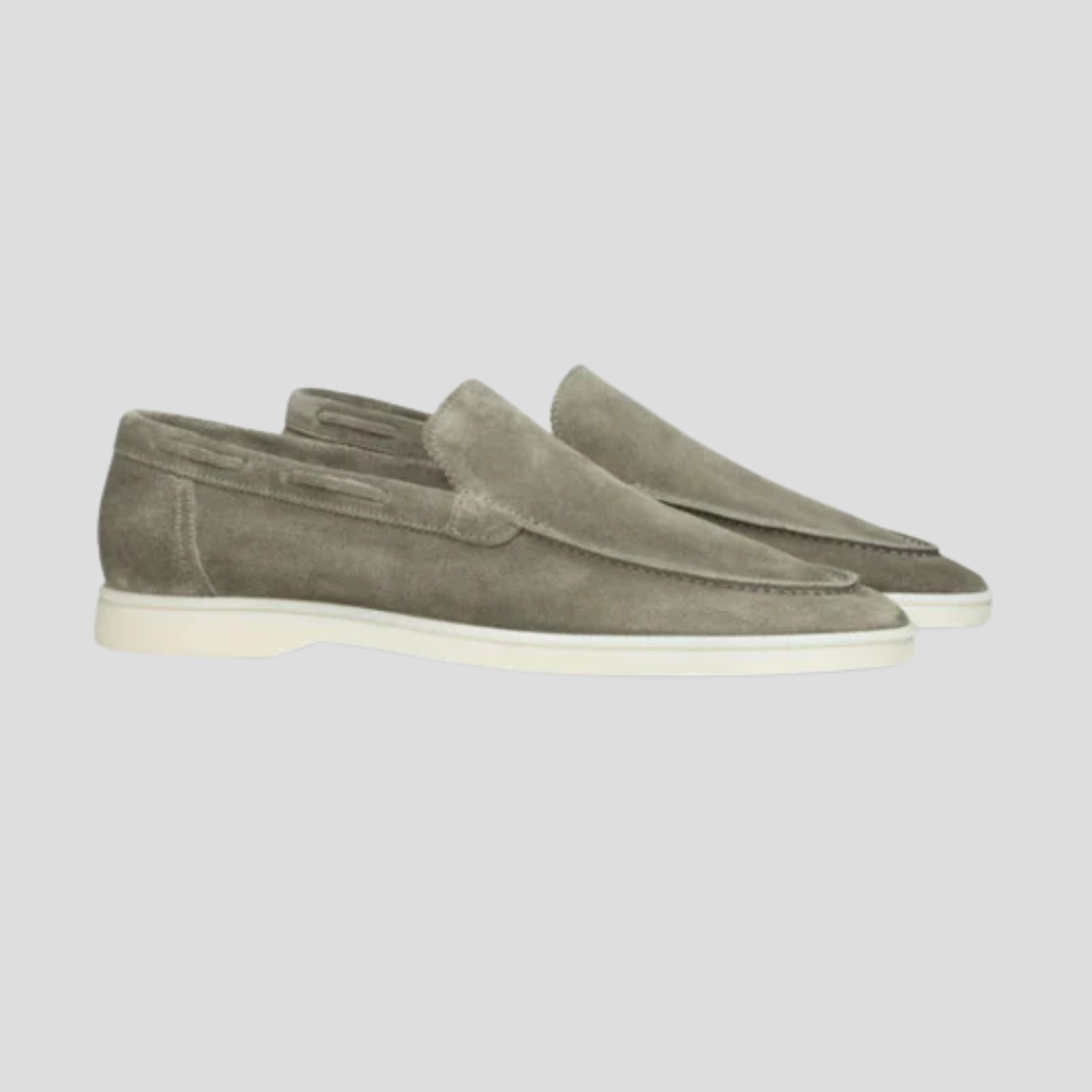 Men's Suede Loafers, Slip-On with Hidden Elastic and Low Heel