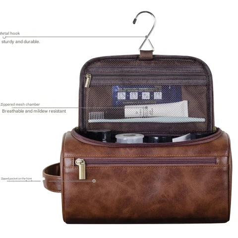 Three-Layer Hanging Toiletry Bag with Water-Repellent Finish