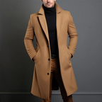 Men's Wool Blend Coat with Classic Lapels and Button Front