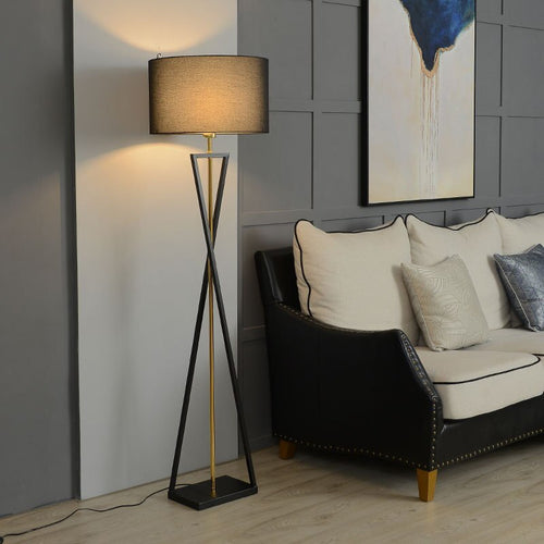 Baines Tripod Floor Lamp, Black & Flaxen, L 158CM