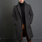 Men's Wool Blend Coat with Classic Lapels and Button Front
