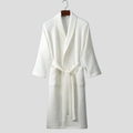 Unisex Cotton Bathrobe with Shawl Collar and Tie Belt