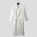 Unisex Cotton Bathrobe with Shawl Collar and Tie Belt