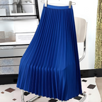 Satin Pleated High-Waist Midi Skirt for Women