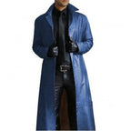 Men's Long Faux Leather Winter Coat with Full Lining