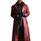 Men's Long Faux Leather Winter Coat with Full Lining
