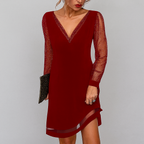 Women's Midi Dress with Cinched Waist and Flowing Skirt