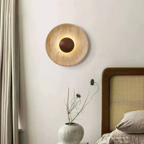 Aveny Sun Travertine Wall Lamp