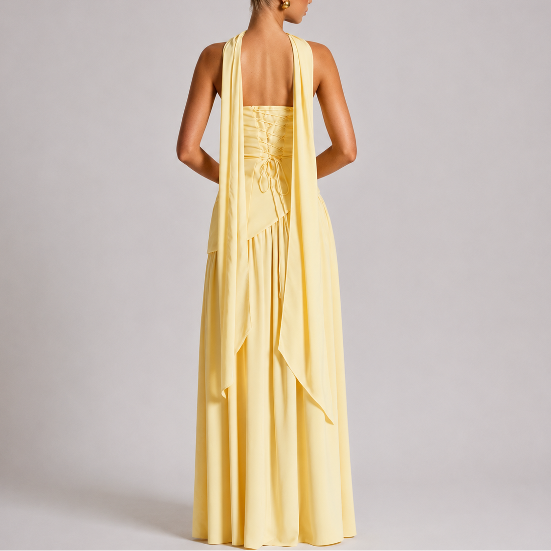 Lioren Women's Open Back Scarf Maxi Dress