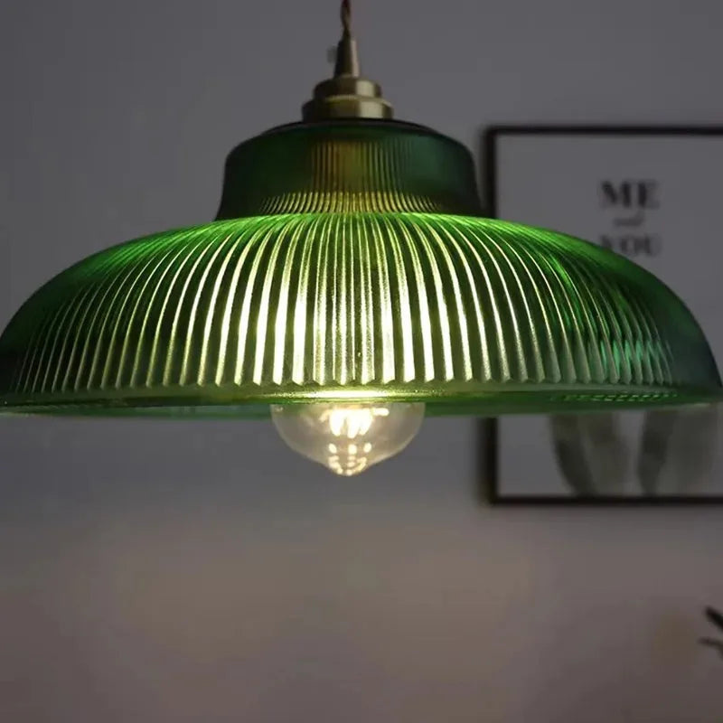 Vintage Glass Pendant Light Green