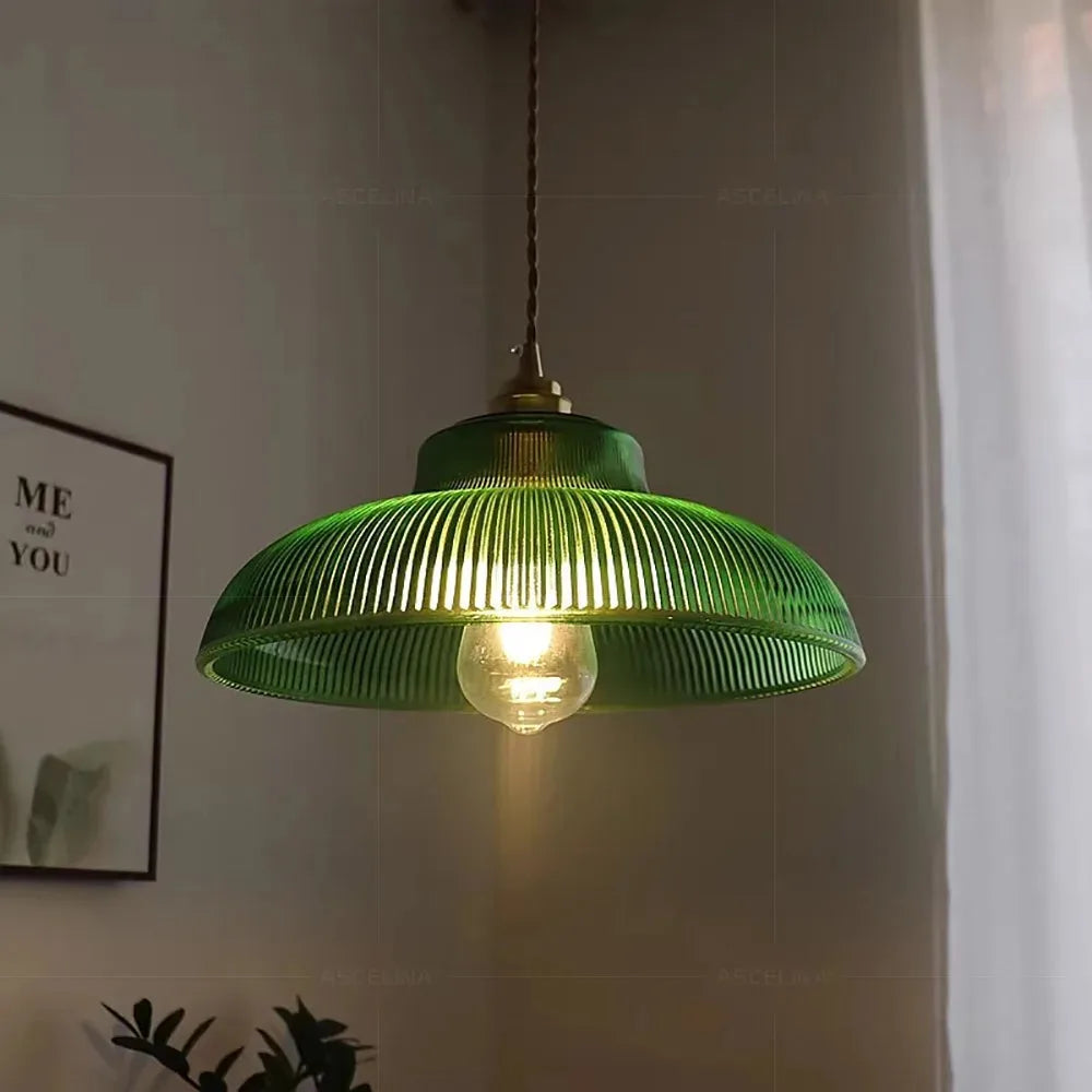 Vintage Glass Pendant Light Green