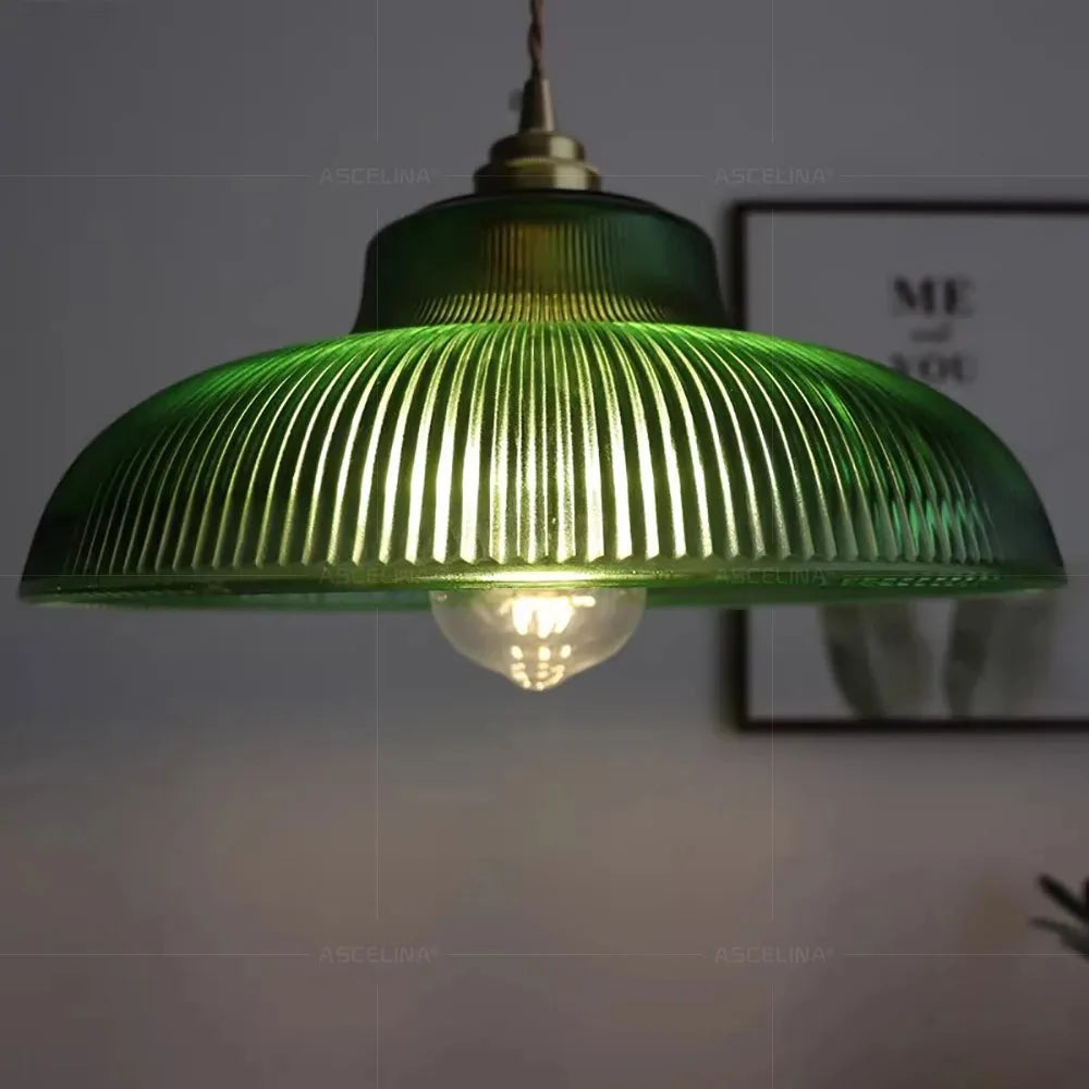 Vintage Glass Pendant Light Green