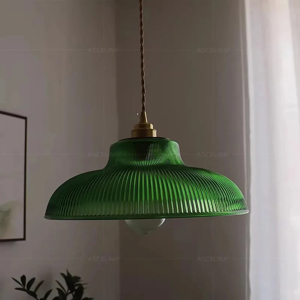 Vintage Glass Pendant Light Green