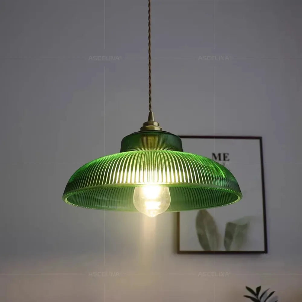 Vintage Glass Pendant Light Green