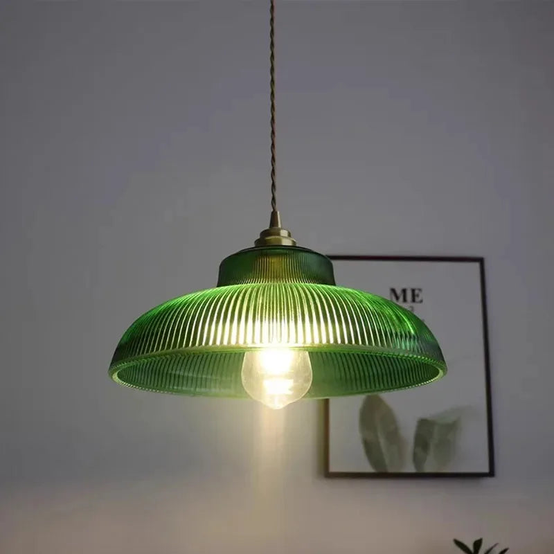 Vintage Glass Pendant Light Green