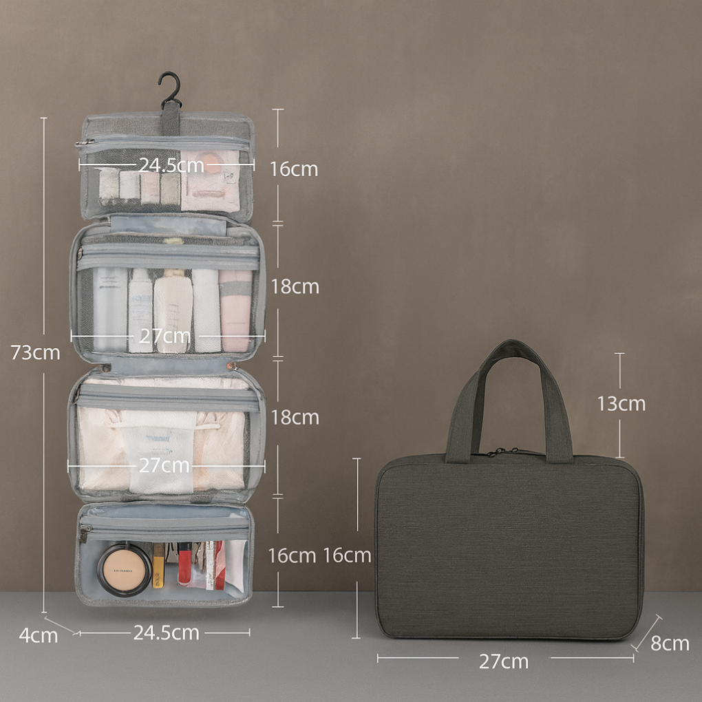 Hanging Toiletry Bag with Multiple Compartments, Waterproof