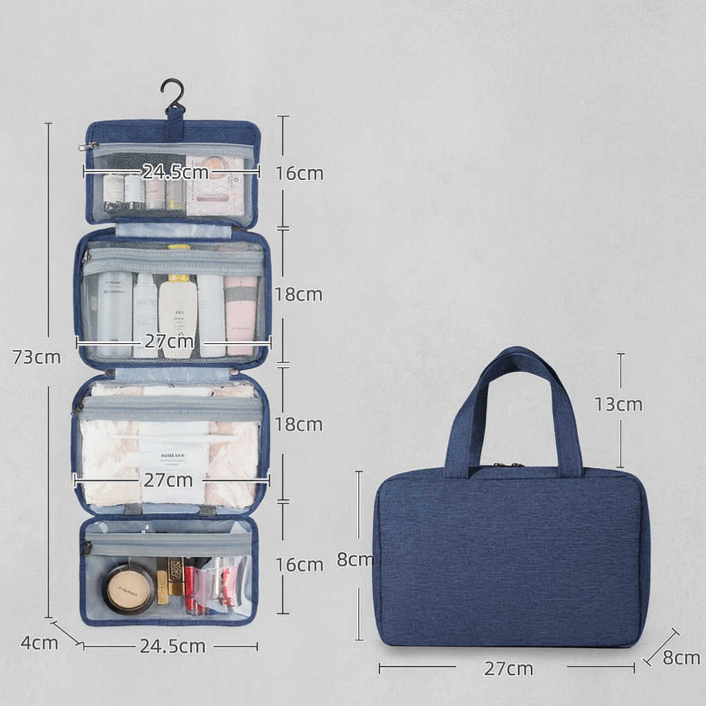 Hanging Toiletry Bag with Multiple Compartments, Waterproof