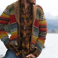 Men's Striped Cardigan with Open Front and Relaxed Knit Fit
