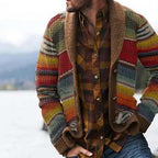 Men's Striped Cardigan with Open Front and Relaxed Knit Fit