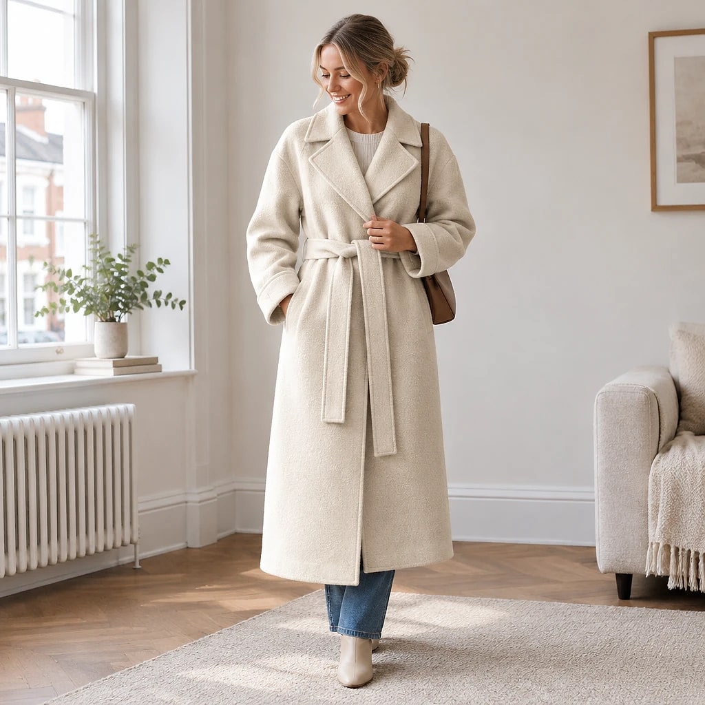 Caith – Elegant Belted Long Coat