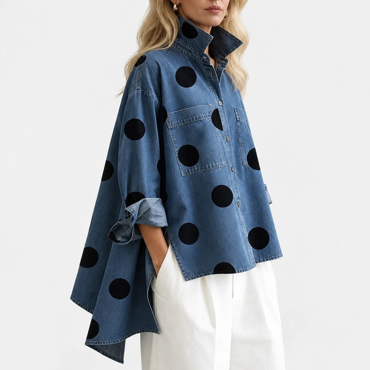 Dotterie – Polka Dot Denim Top