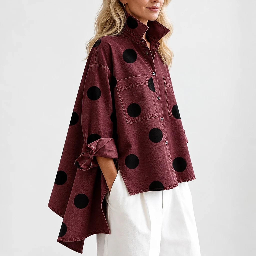 Dotterie – Polka Dot Denim Top