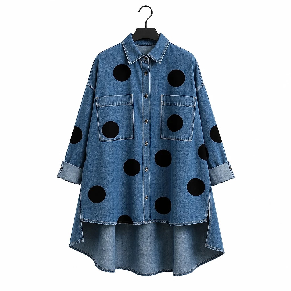 Dotterie – Polka Dot Denim Top