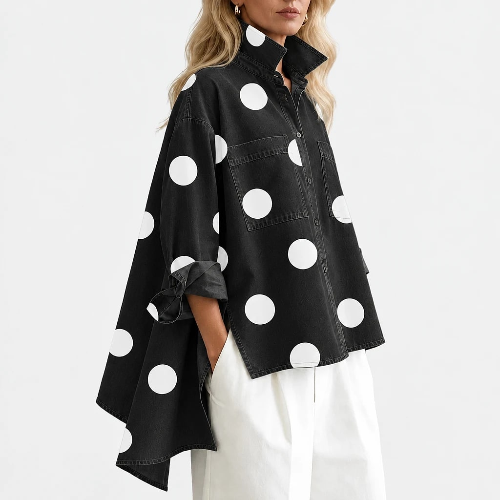 Dotterie – Polka Dot Denim Top