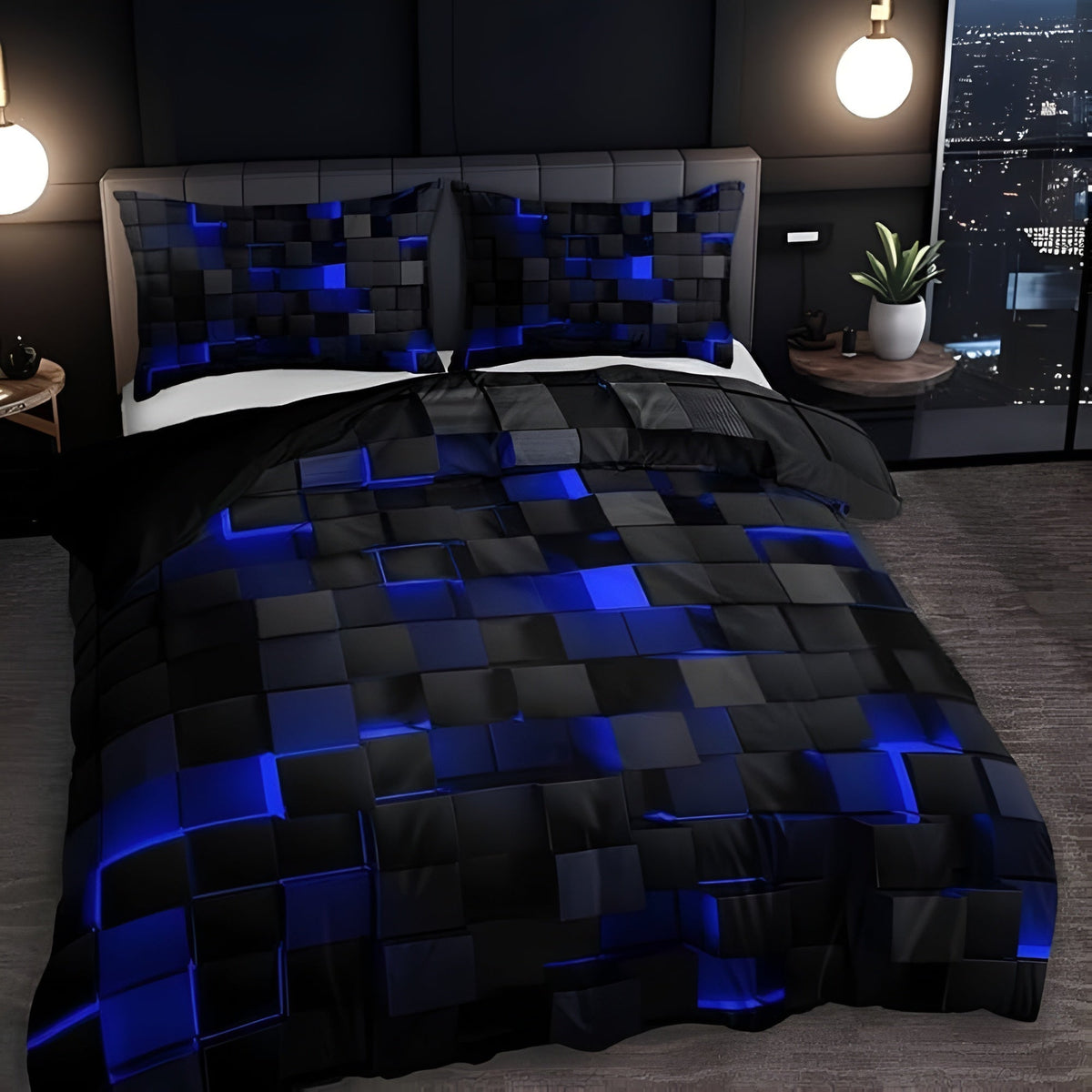 Cotton Sateen Bedding Set with Duvet Cover and Two Pillowcases