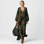 Felmara – Retro Faux Suede Maxi Dress