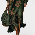Felmara – Retro Faux Suede Maxi Dress