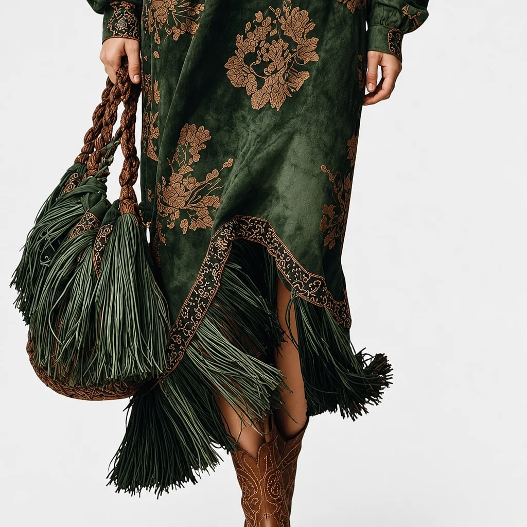 Felmara – Retro Faux Suede Maxi Dress
