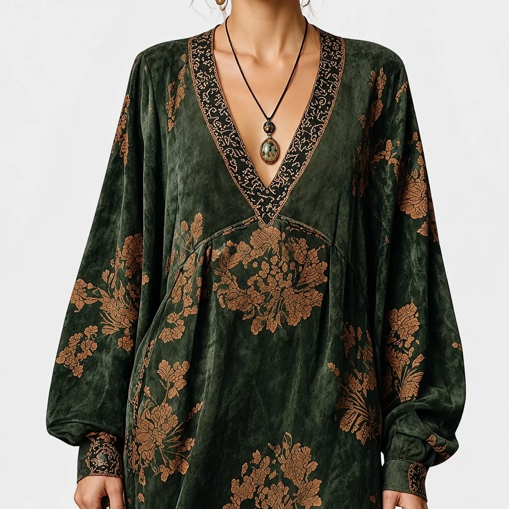 Felmara – Retro Faux Suede Maxi Dress