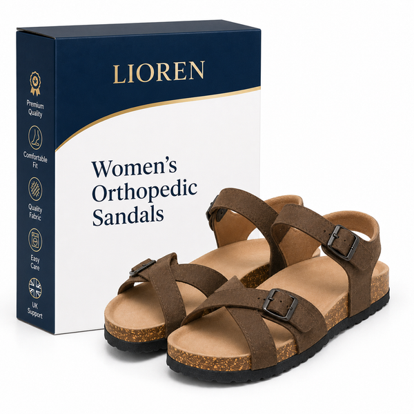 Lioren Women's Orthopedic Sandals | Adjustable Comfort Sandals | Arch Support Buckle Slides