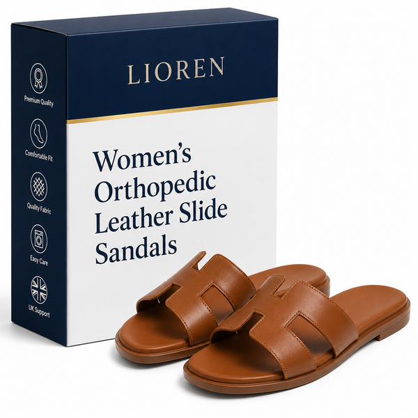 Lioren Women's Orthopedic Leather Slide Sandals | H Strap Flat Summer Slippers