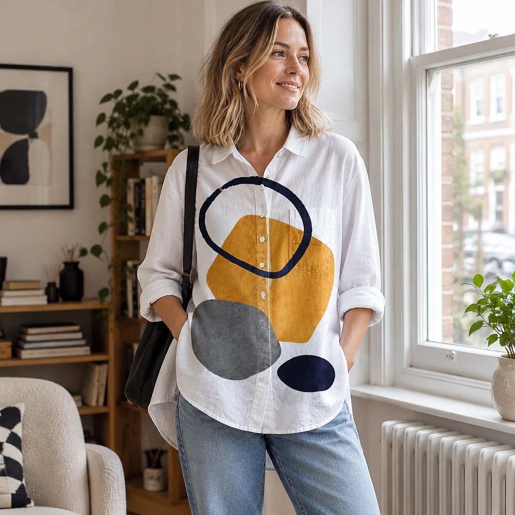 Gelvara – Geometric Abstract Print Shirt