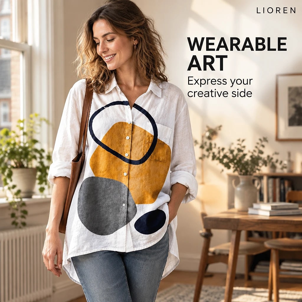 Gelvara – Geometric Abstract Print Shirt