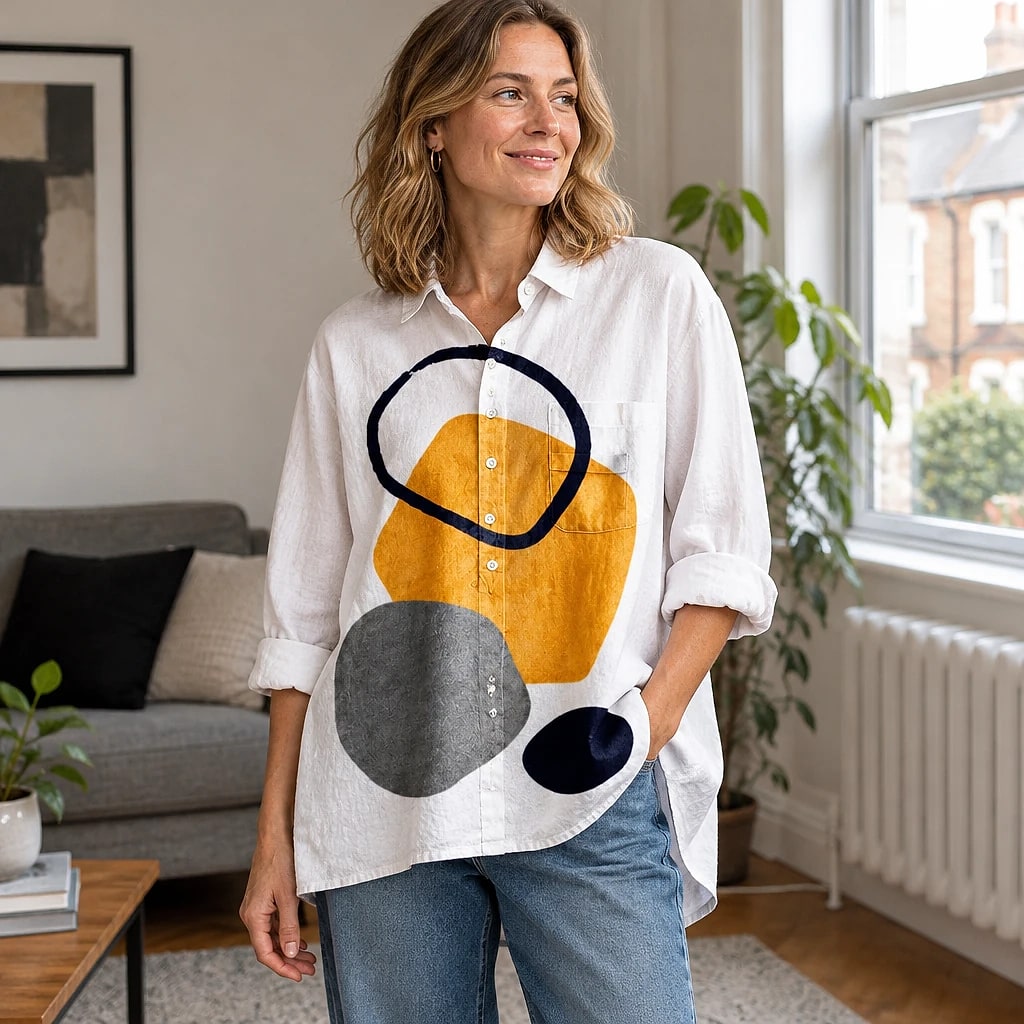Gelvara – Geometric Abstract Print Shirt