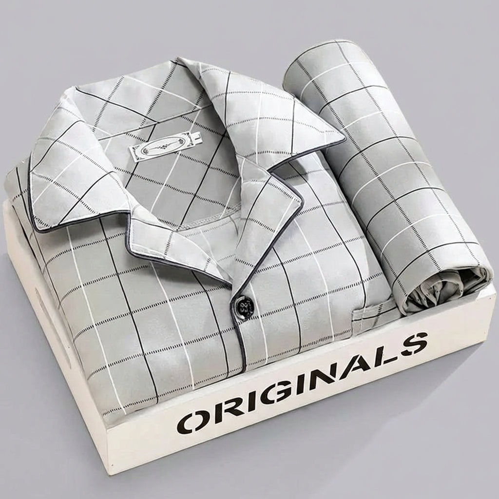 Men's Button-Up Pyjamas, Two-Piece Shirt and Trouser Set