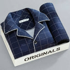 Men's Button-Up Pyjamas, Two-Piece Shirt and Trouser Set