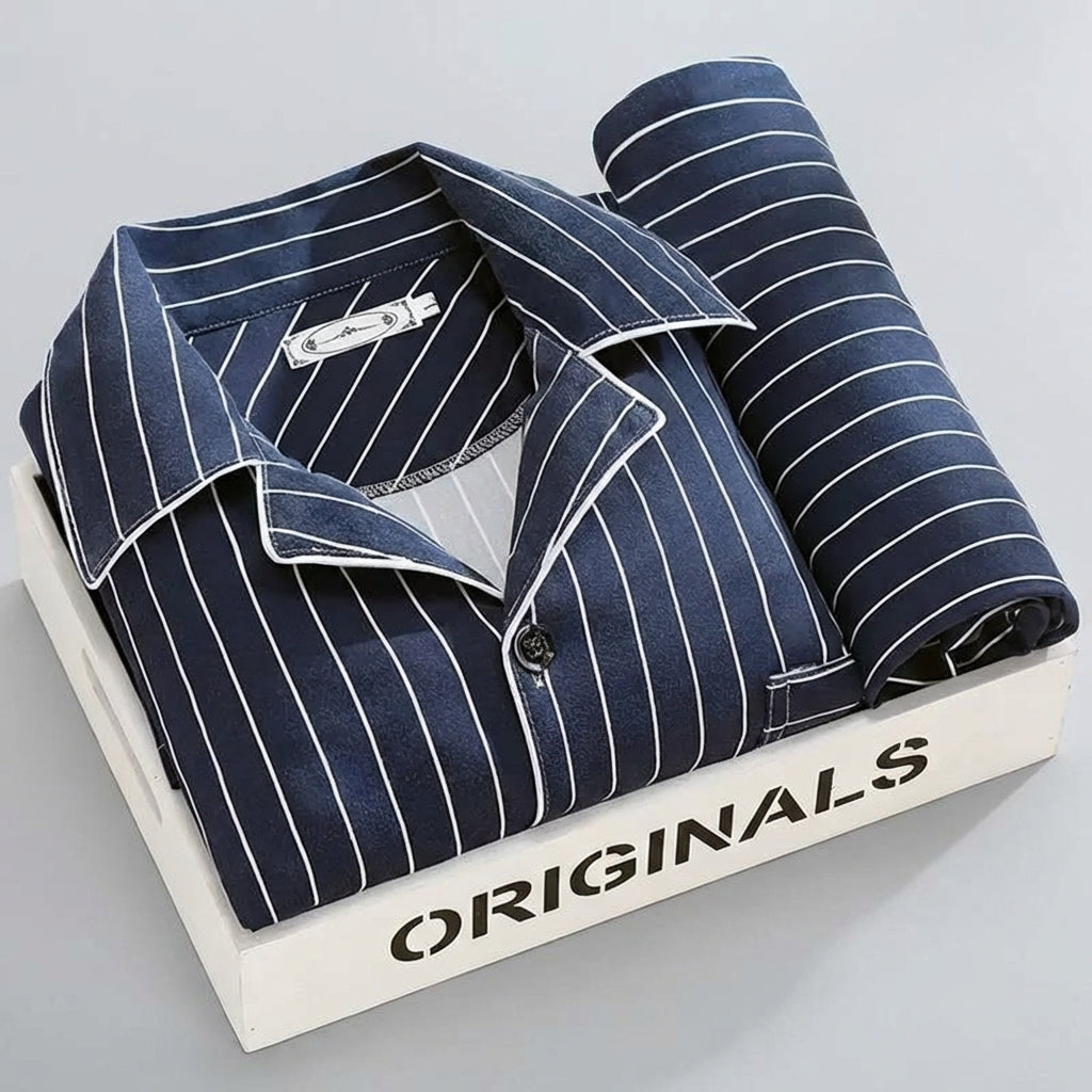 Men's Button-Up Pyjamas, Two-Piece Shirt and Trouser Set