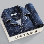 Men's Button-Up Pyjamas, Two-Piece Shirt and Trouser Set