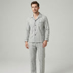 Men's Button-Up Pyjamas, Two-Piece Shirt and Trouser Set