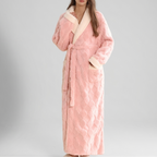 Women's Hooded Flannel Dressing Gown, Thick and Ankle Length