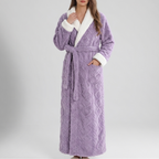 Women's Hooded Flannel Dressing Gown, Thick and Ankle Length
