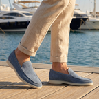 Men's Suede Loafers, Slip-On with Hidden Elastic and Low Heel